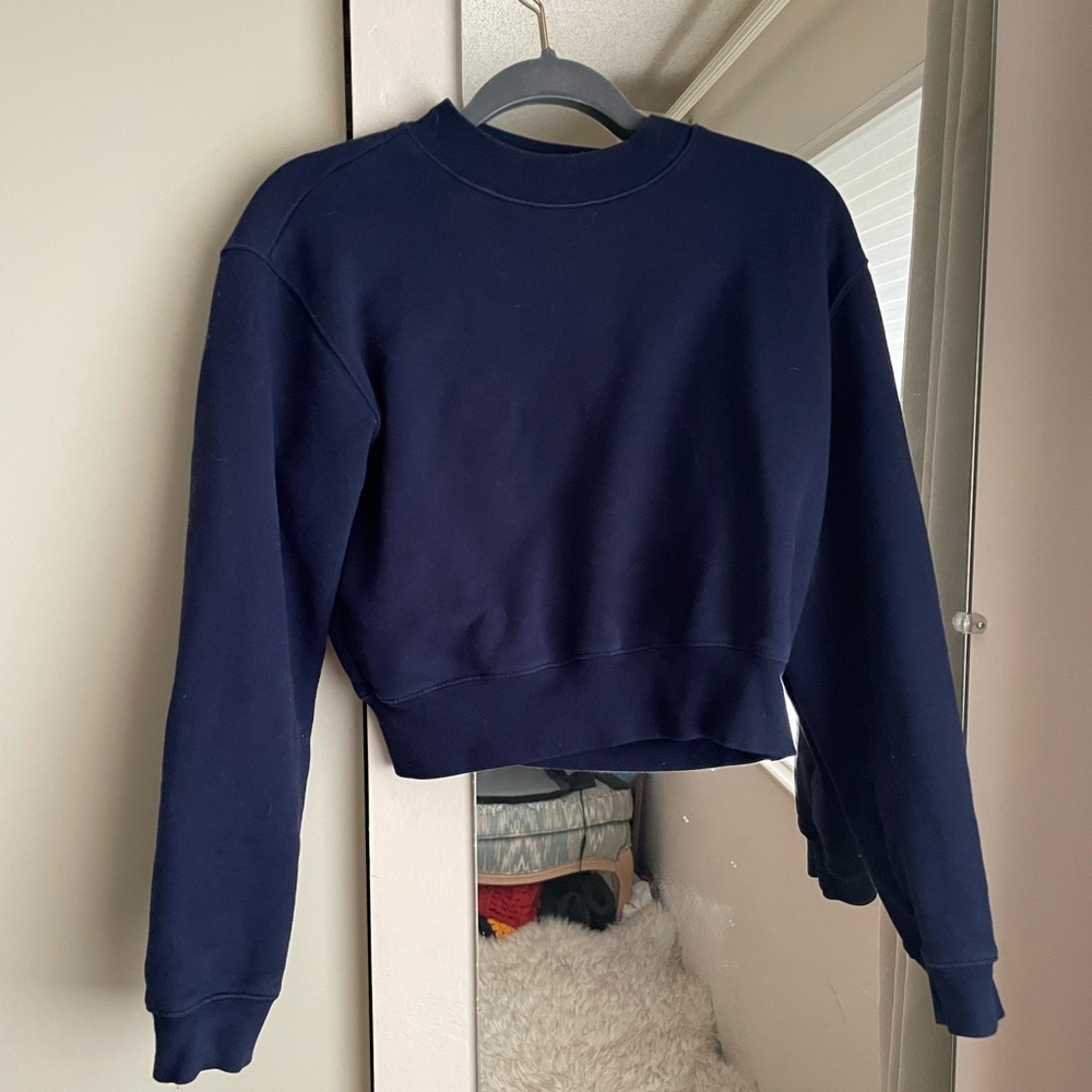 Aritzia Navy Crop Sweatshirt